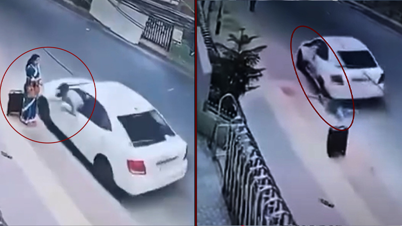 চলন্ত প্রাইভেটকার থেকে ভ্যানিটিব্যাগে টান, হিঁচড়ে টেনে নিয়ে গেল নারীকে